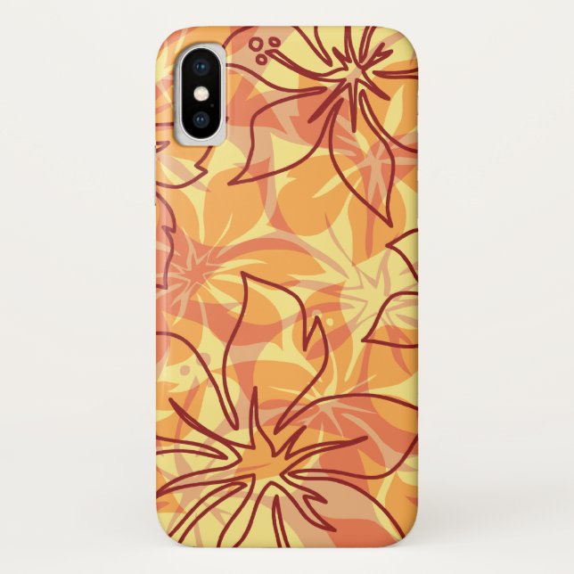 Olowalu Hibiscus Hawaiian Camo Papaya Case-Mate iPhone Case (Back)