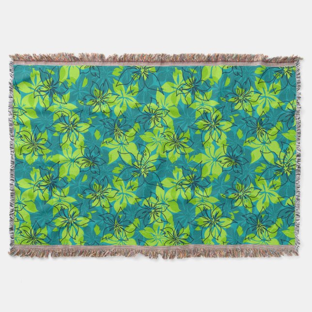 Olowalu Hibiscus Hawaiian Camo Throw Blankets (Front)
