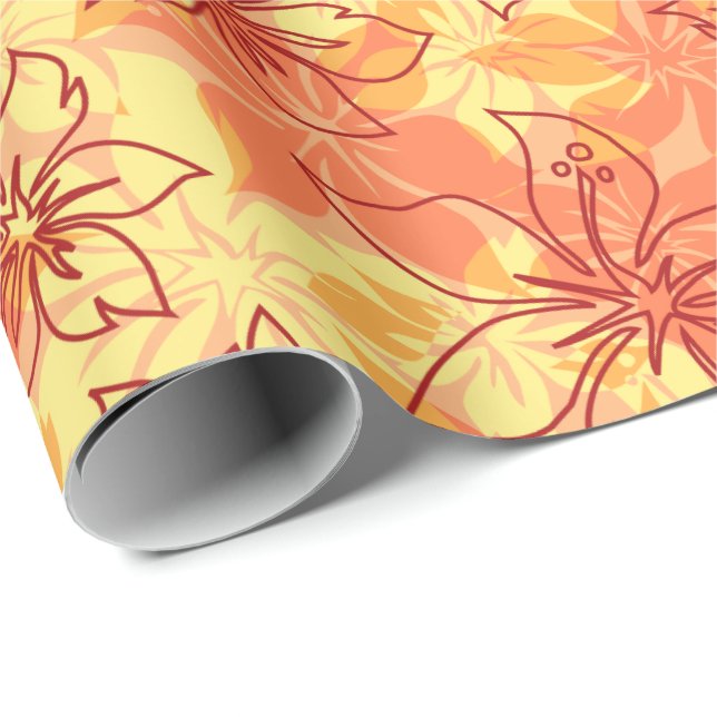 Olowalu Hibiscus Hawaiian Camo Wrapping Paper (Roll Corner)