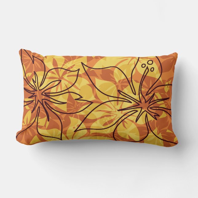Olowalu Hibiscus Hawaiian ReversibleLumbar Pillows (Front)