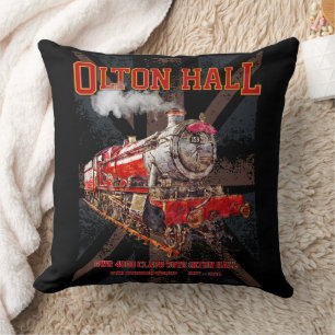 Olton Hall Vintage Steam Train English Locomotive Cushion