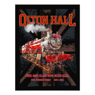 Olton Hall Vintage Steam Train English Locomotive  Photo Print