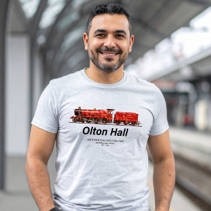 Olton Hall Vintage Steam Train English Locomotive T-Shirt