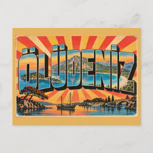 Oludeniz Blue Lagoon Pine Mountain Vintage Travel Postcard