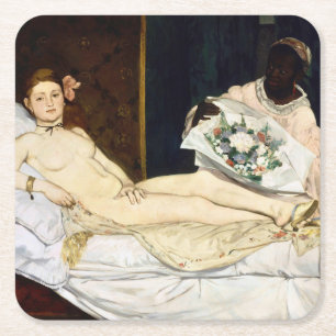 Olympia, Edouard Manet, 1863 Square Paper Coaster