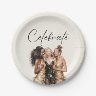 OLYMPIA Fashionable Friends Bachelorette Party Paper Plate