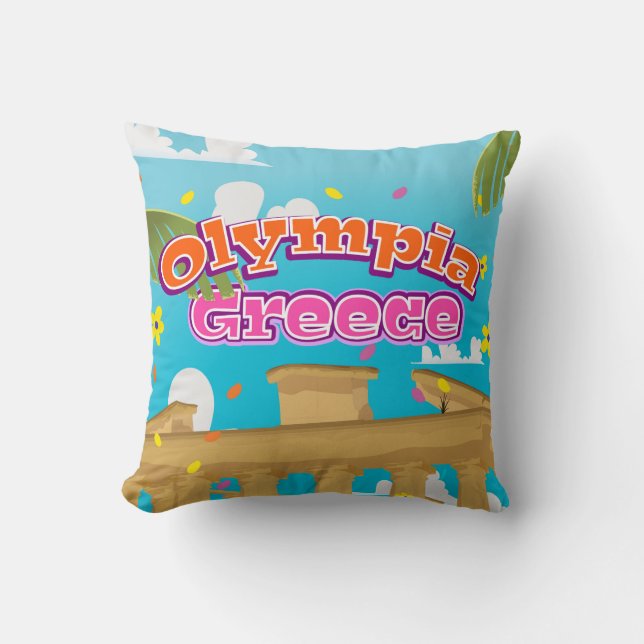Olympia Greece travel poster. Cushion (Front)