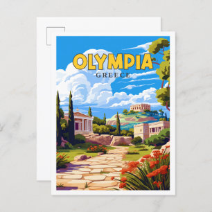 Olympia Greece vintage travel illustration Postcard