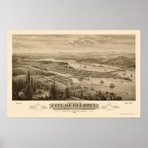 Olympia, WA Panoramic Map - 1879 Poster