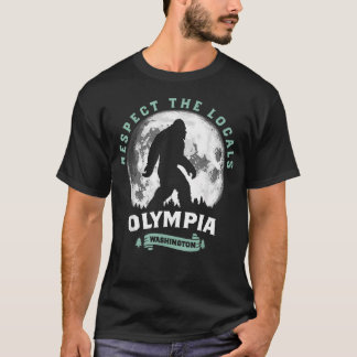Olympia Wa Respect The Locals Sasquatch Full Moon T-Shirt