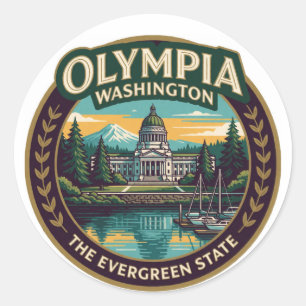 Olympia Washington Capital Pacific Northwest Classic Round Sticker