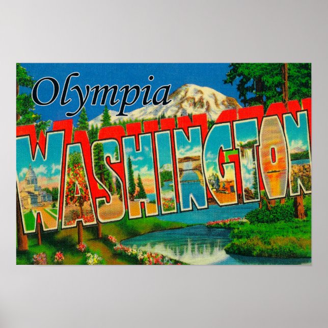 Olympia, Washington - Large Letter Scenes 2 Poster (Front)