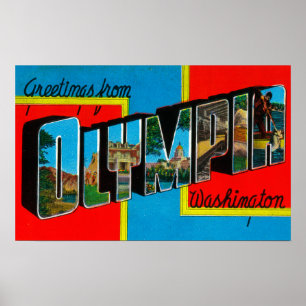 Olympia, Washington - Large Letter Scenes Poster