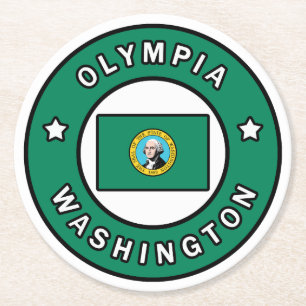 Olympia Washington Round Paper Coaster