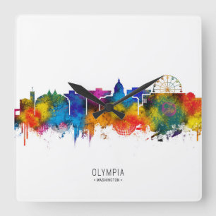 Olympia Washington Skyline Square Wall Clock