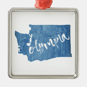Olympia Washington Wood Grain Metal Ornament