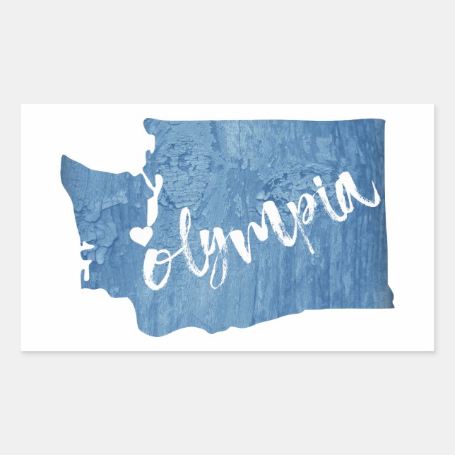 Olympia Washington Wood Grain Rectangular Sticker (Front)