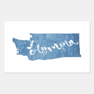 Olympia Washington Wood Grain Rectangular Sticker