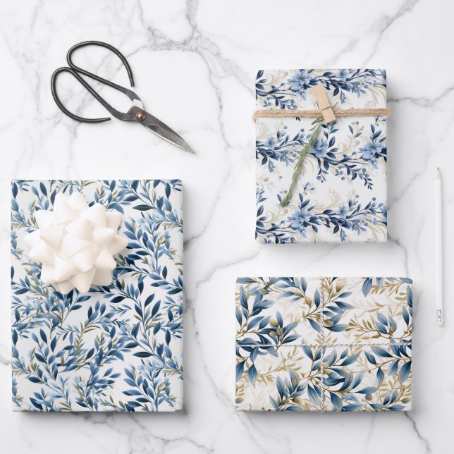 Olympian Olive Branches Boho 3D Design Wrapping Paper Sheet (Front)