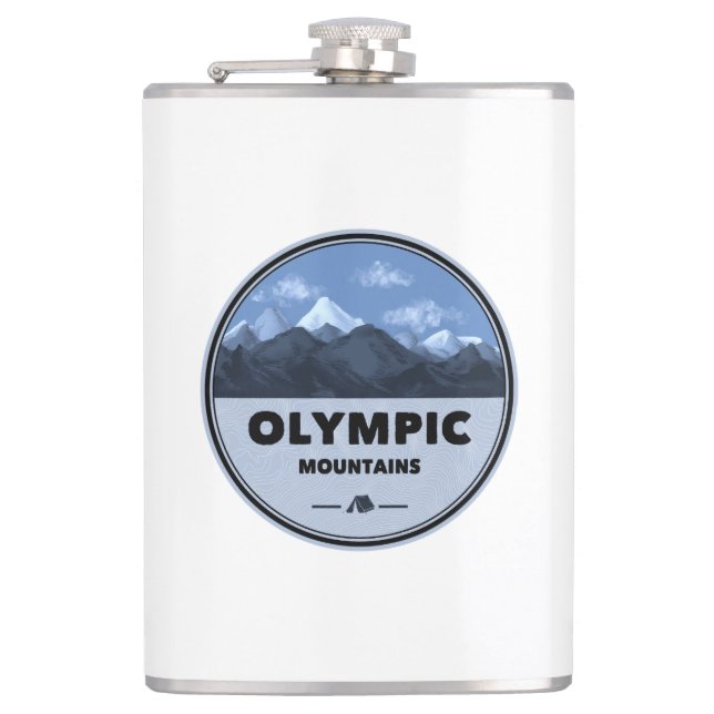 Olympic Mountains Washington Camping Hip Flask (Front)