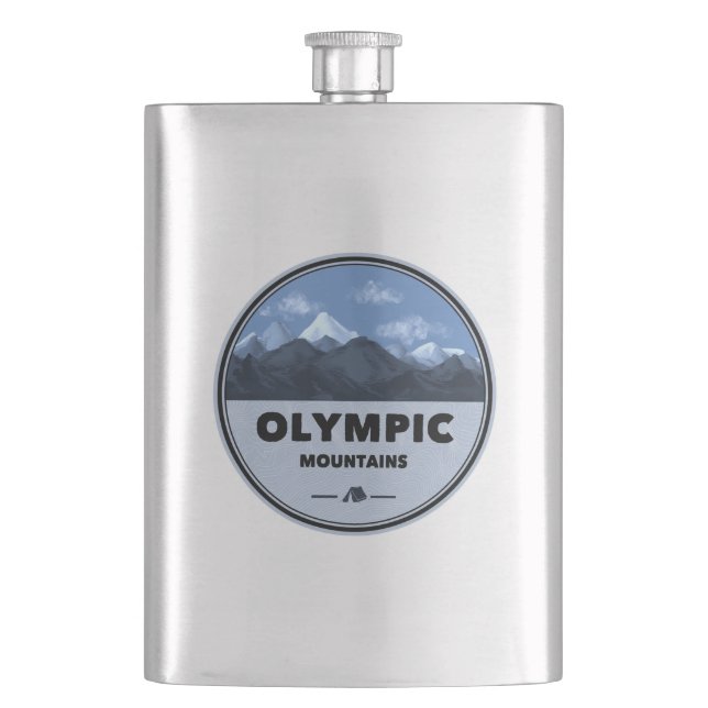 Olympic Mountains Washington Camping Hip Flask (Front)
