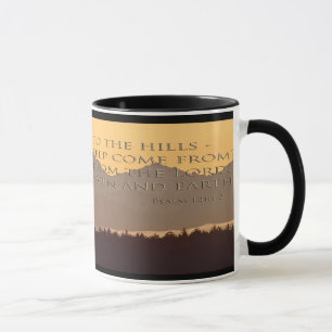 olympic mountains with psalm 121:1-2 mug