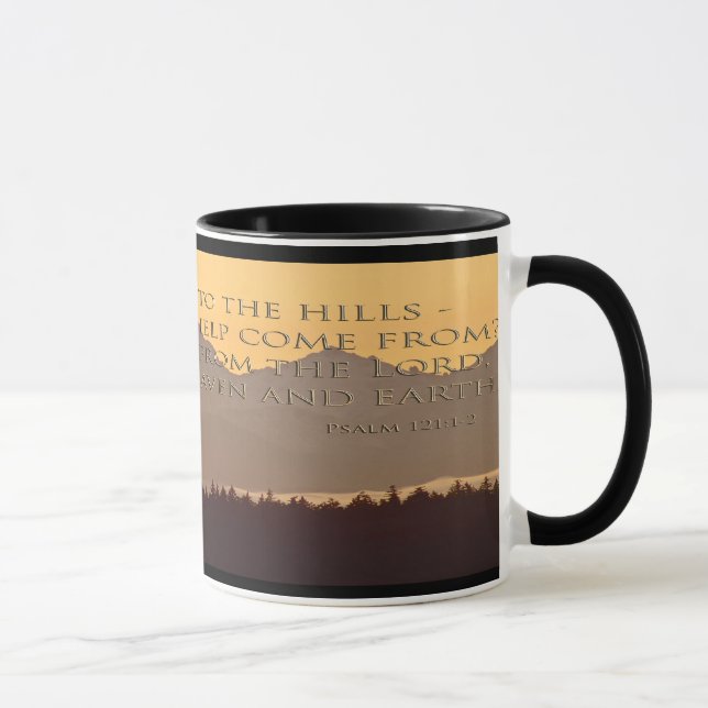 olympic mountains with psalm 121:1-2 mug (Right)