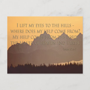 olympic mountains with psalm 121:1-2 postcard