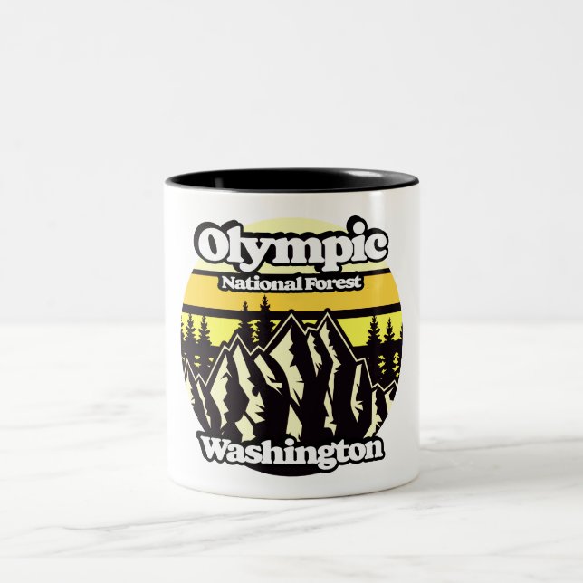 Olympic National Forest, Washington Two-Tone Coffee Mug (Center)