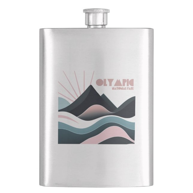 Olympic National Park Coloured Hills Hip Flask (Front)