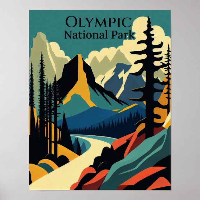 Olympic National Park Contemporary Art Poster (Front)