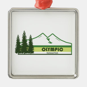 Olympic National Park Green Stripes Metal Ornament