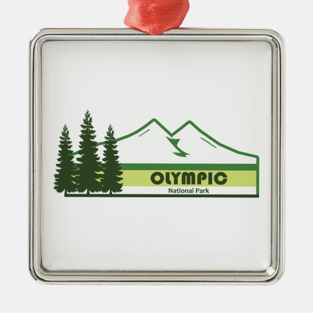 Olympic National Park Green Stripes Metal Ornament (Front)