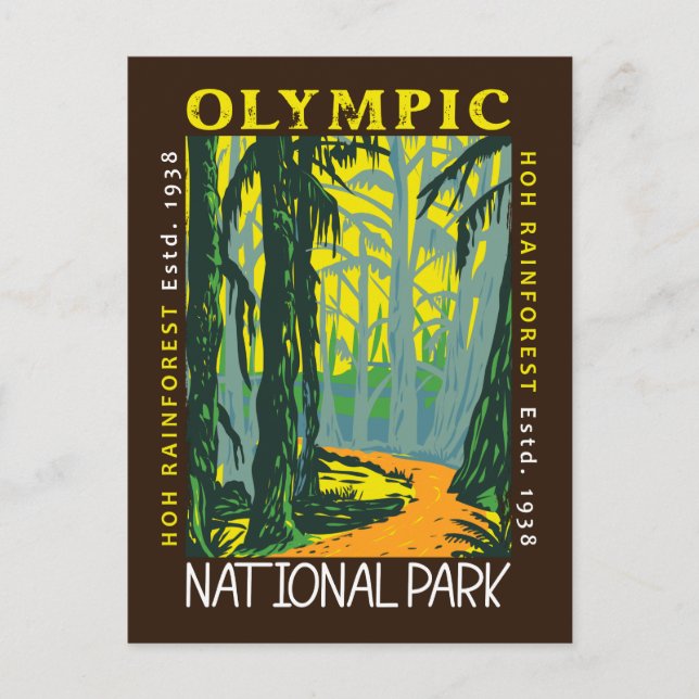 Olympic National Park Hoh Rainforest Distressed Postcard (Front)