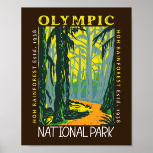 Olympic National Park Hoh Rainforest Distressed  Poster