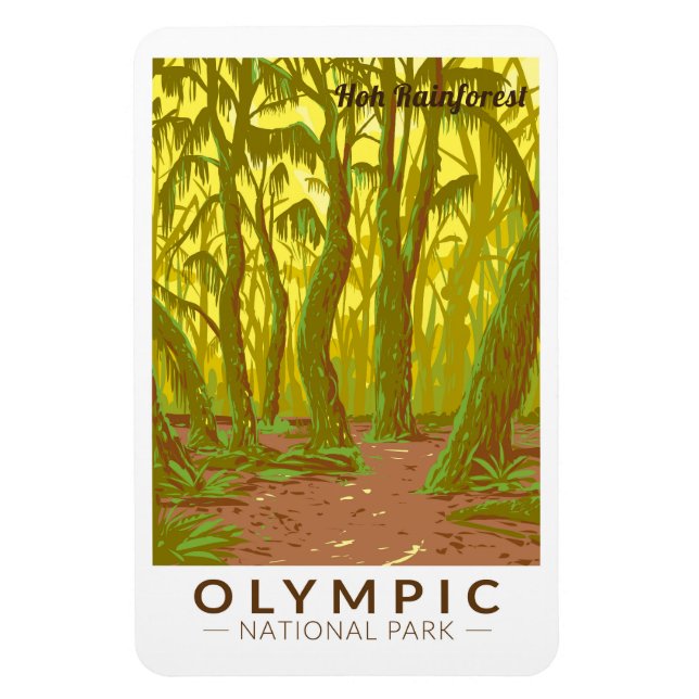 Olympic National Park Hoh Rainforest Travel Art Magnet (Vertical)