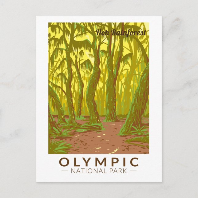 Olympic National Park Hoh Rainforest Travel Art Postcard (Front)