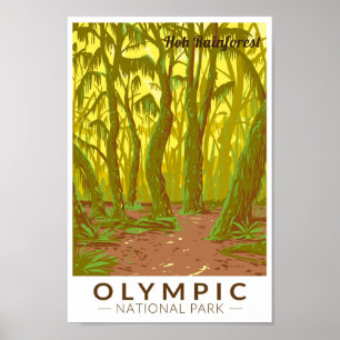 Olympic National Park Hoh Rainforest Travel Art Poster