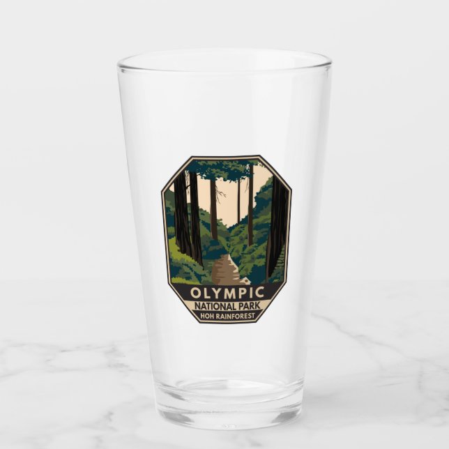 Olympic National Park Hoh Rainforest Vintage Glass (Front)
