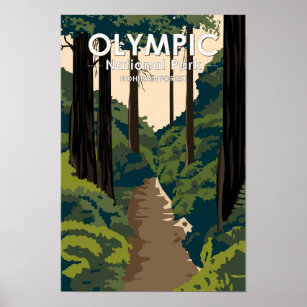 Olympic National Park Hoh Rainforest Vintage Poster