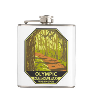 Olympic National Park Hoh Rainforest Washington Hip Flask