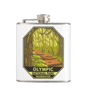 Olympic National Park Hoh Rainforest Washington  Hip Flask