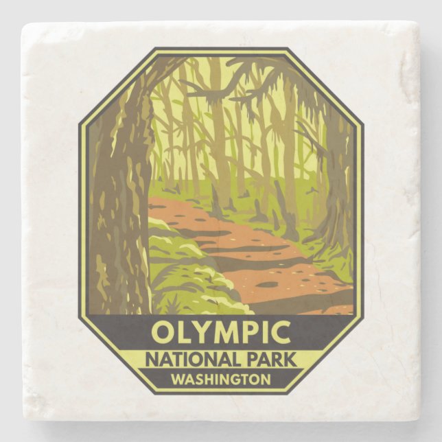 Olympic National Park Hoh Rainforest Washington Stone Coaster (Front)