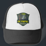 Olympic National Park Illustration Retro Trucker Hat<br><div class="desc">Olympic vector artwork design. The park sprawls across several different ecosystems,  from the dramatic peaks of the Olympic Mountains to old-growth forests.</div>