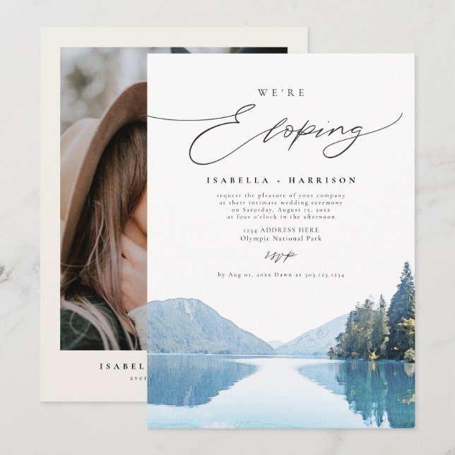 OLYMPIC NATIONAL PARK Mountain Lake Elopement Invi Invitation (Front/Back)