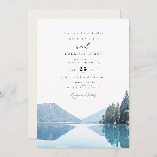 OLYMPIC NATIONAL PARK Mountain Lake Wedding  Invitation (Front/Back)
