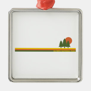 Olympic National Park Pine Trees Sun Metal Ornament