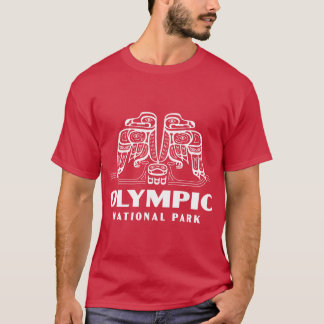 Olympic National Park Retro Bird Wordmark White T-Shirt
