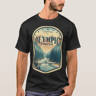 Olympic National Park Retro Compass And Stars Post T-Shirt