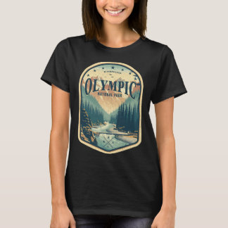 Olympic National Park Retro Compass And Stars Post T-Shirt